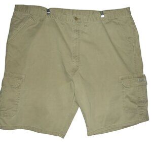 Wrangler Cargo Shorts Mens 48 X 10" Tan cotton flat front 60GRWGR